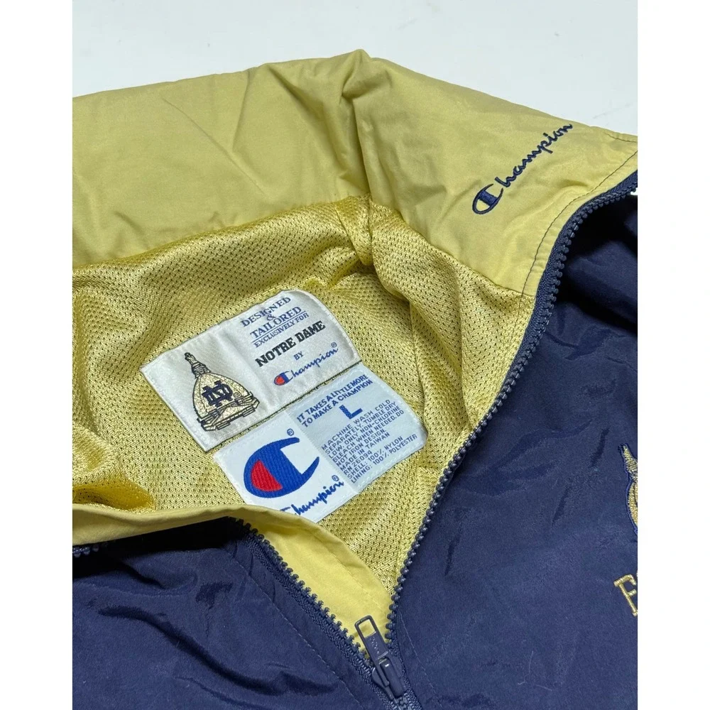 VTG‎ Champion Notre Dame Fighting Irish Football Pullover Jacket Navy Mens L